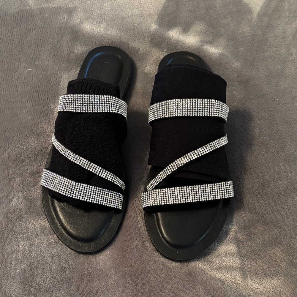 Vienna Prom Black Sandals with Silver Straps